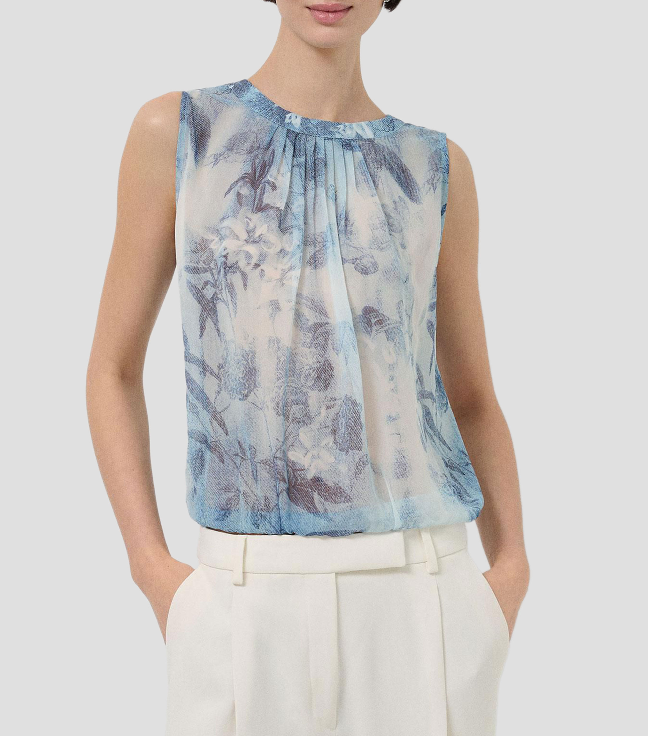 Blusa con estampado sin mangas Mujer